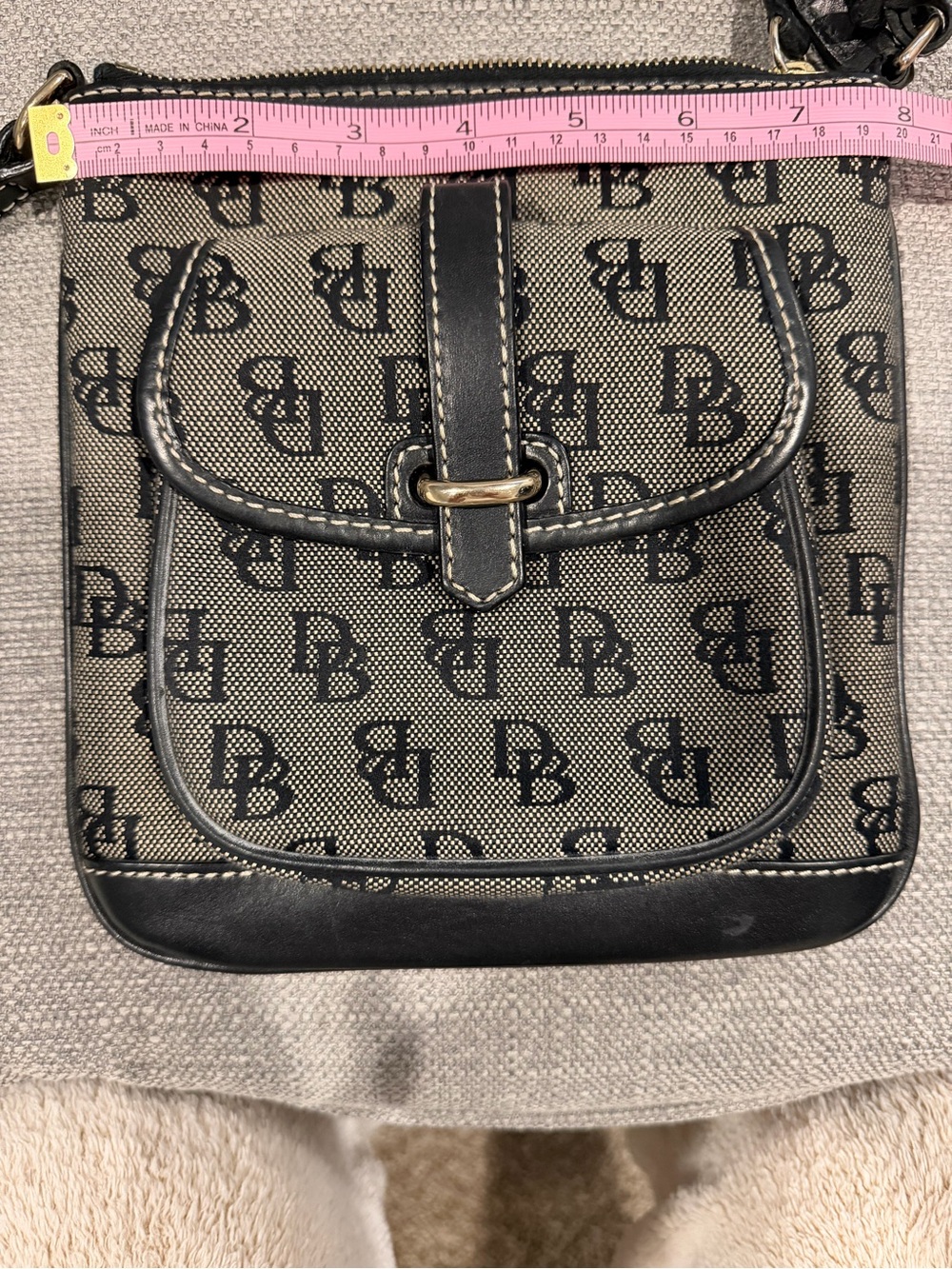 Dooney & Bourke Beige and Black Monogram Crossbody - Picture 9 of 9